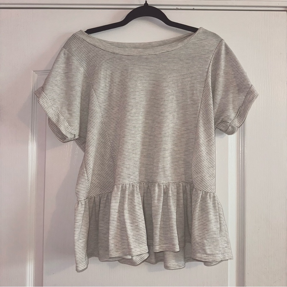 Gray and white blouse